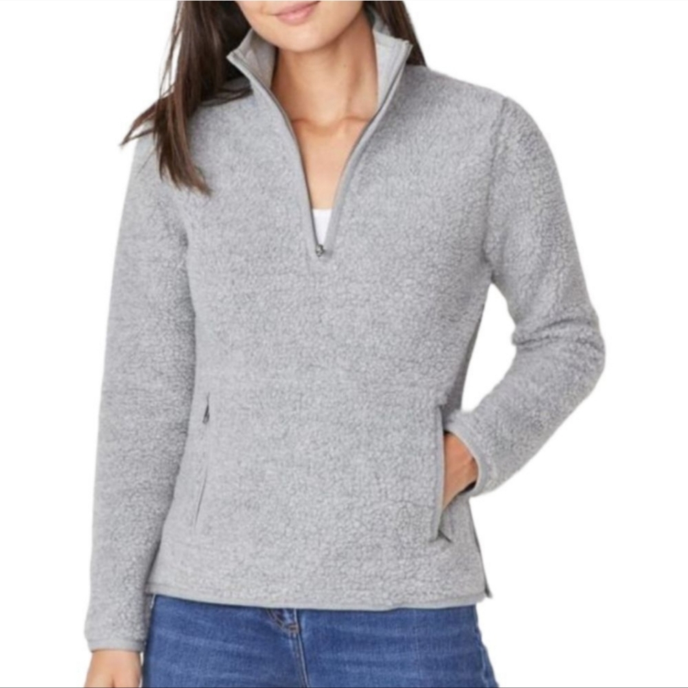 Marine Layer Lady‎ Sherpa Quarterzip Pullover Grey size M